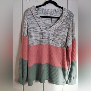 HAPTAPICS, Colorblock, Waffle Knit Pullover. Size M